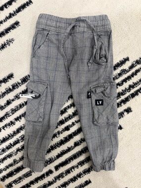 Little trouble plaid cargo joggers